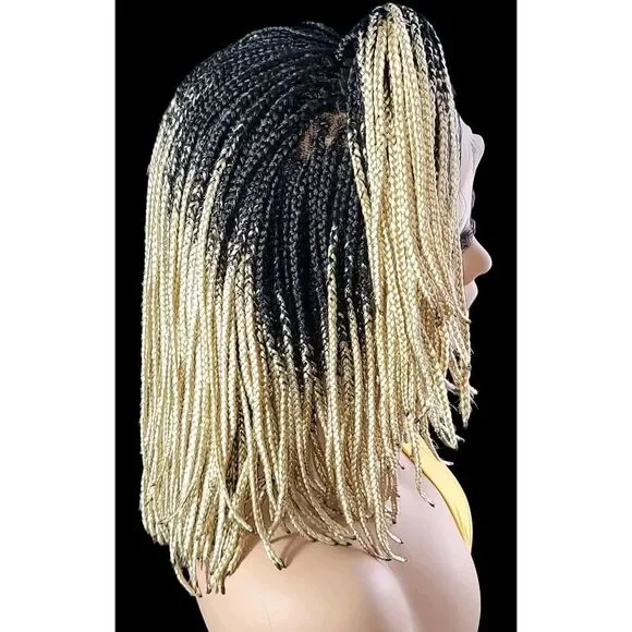 Handmade Braided Lace Wigs, Bob cut, ombre Micro millions braids. Short NWT
